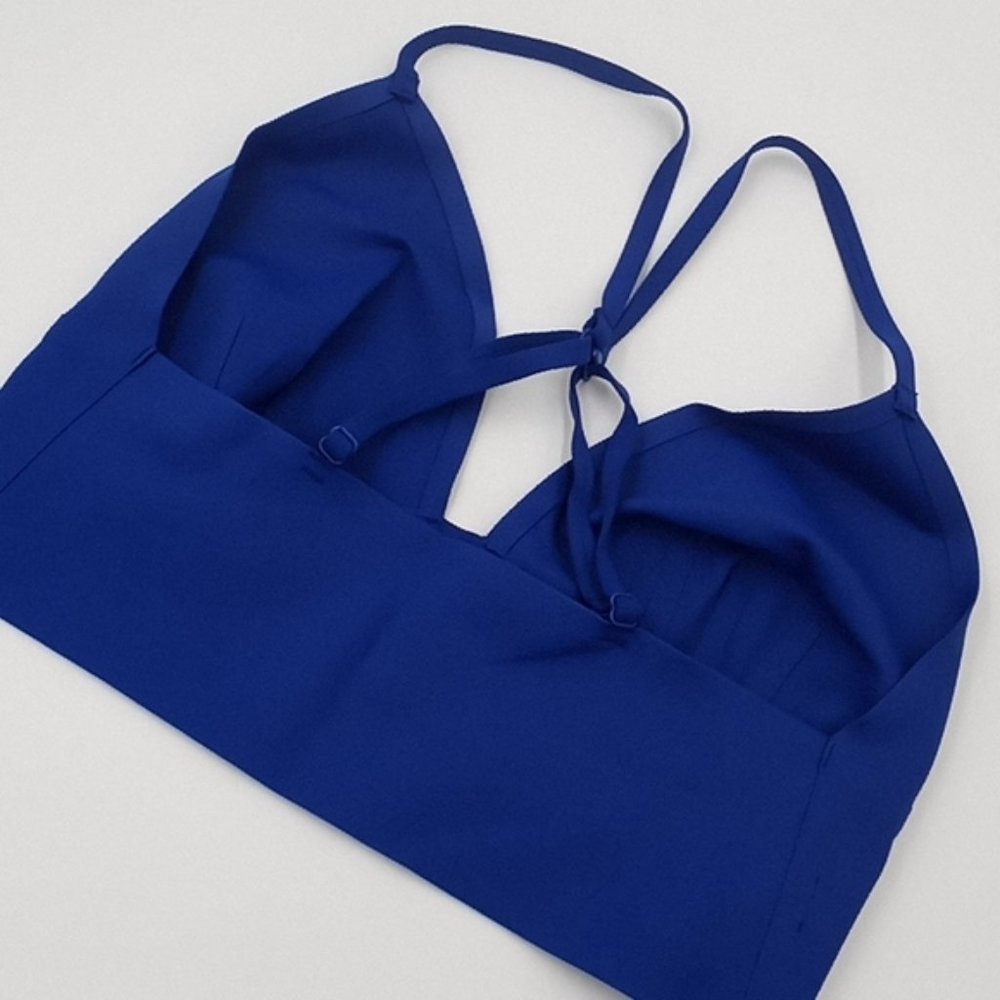 Free People Sage Longline Stretch Plunging V-Neck Bralette Aqua Blue - Picture 6 of 12